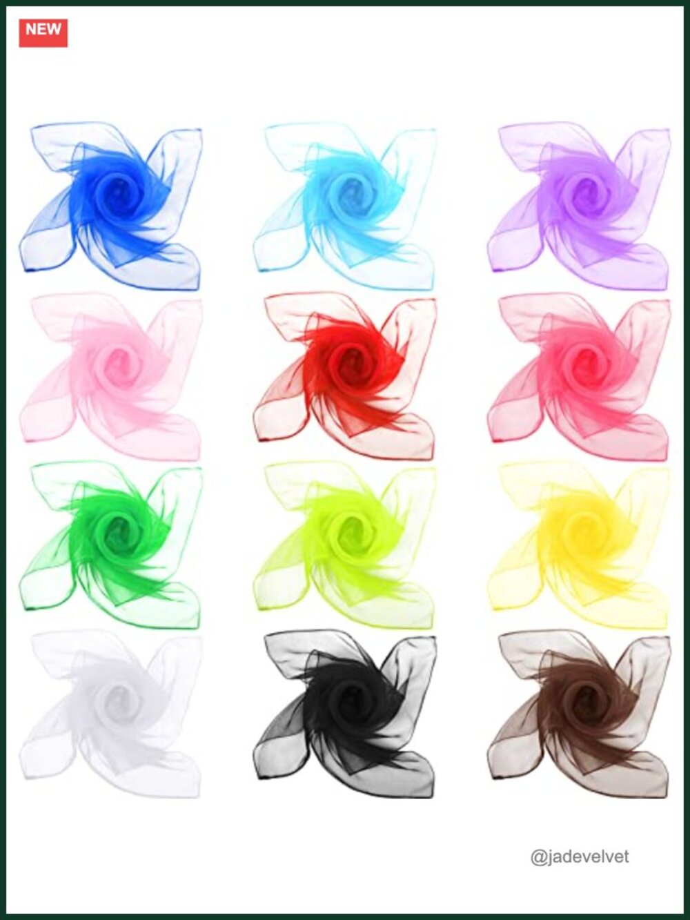 Retro Sheer Chiffon Square Head Scarf for Women – 12 Pack